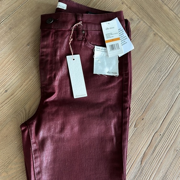 Oxblood skinny high rise ankle coated pants - Picture 5 of 8